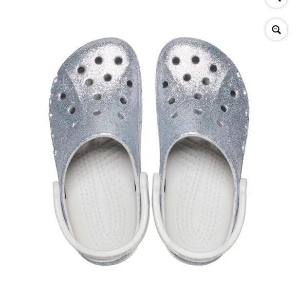 🐊 New Crocs Silver Glitter Clogs size 6 - Picture 3 of 11